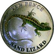 10 Pence - Charles III Sand Lizard; colourised, United Kingdom, 2023 reverse image