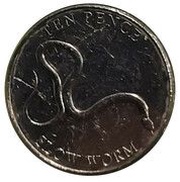10 Pence - Charles III Slow Worm, United Kingdom, 2023 reverse image