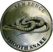 10 Pence - Charles III Smooth Snake; colourised, United Kingdom, 2023 reverse image