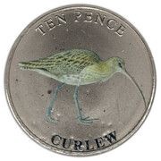 10 Pence - Charles III Curlew; Colourised, United Kingdom, 2023 reverse image