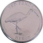 10 Pence - Charles III Heron, United Kingdom, 2023 reverse image