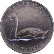 10 Pence - Charles III Mute Swan, United Kingdom, 2023 reverse image