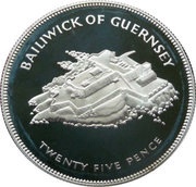 25 Pence - Elizabeth II Silver Jubilee; Silver Proof, United Kingdom, 1977 reverse image