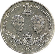 25 Pence - Elizabeth II Royal Wedding, United Kingdom, 1981 reverse image