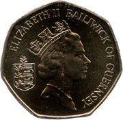 50 Pence - Elizabeth II 3rd portrait; large type obverse image