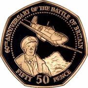 50 Pence - Elizabeth II 60th Anniversary - Battle of Britain; Gold Proof, United Kingdom, 2000 reverse image