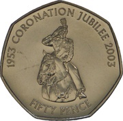 50 Pence - Elizabeth II Coronation Jubilee, United Kingdom, 2003 reverse image