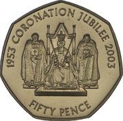 50 Pence - Elizabeth II Coronation Jubilee, United Kingdom, 2003 reverse image