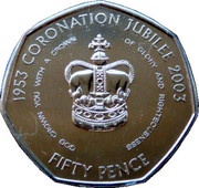 50 Pence - Elizabeth II Coronation Jubilee, United Kingdom, 2003 reverse image