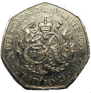 50 Pence - Elizabeth II Coronation Jubilee, United Kingdom, 2003 reverse image