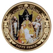 50 Pence - Elizabeth II Queen on Throne, United Kingdom, 2013 reverse image