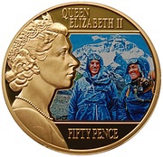 50 Pence - Elizabeth II Conquest of Everest, United Kingdom, 2014 reverse image