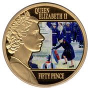 50 Pence - Elizabeth II Remembrance Day Ceremony, United Kingdom, 2015 reverse image