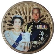 50 Pence - Elizabeth II Platinum Wedding - 40th Anniversary Portrait 1987 reverse image