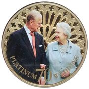 50 Pence - Elizabeth II Platinum Wedding - Diamond Wedding Portrait 2007, United Kingdom, 2017 reverse image