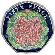 50 Pence - Elizabeth II Snow White and the Seven Dwarfs; Silver proof, United Kingdom, 2019 reverse image