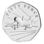 50 Pence - Elizabeth II 50th Anniversary of Concorde - Runway, United Kingdom, 2019 reverse image