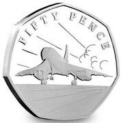 50 Pence - Elizabeth II 50th Anniversary of Concorde - Runway; Silver Proof, United Kingdom, 2019 reverse image