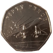 50 Pence - Elizabeth II 50th Anniversary of Concorde - Take Off, United Kingdom, 2019 reverse image
