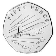 50 Pence - Elizabeth II 50th Anniversary of Concorde - Flight, United Kingdom, 2019 reverse image