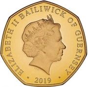 50 Pence - Elizabeth II 50th Anniversary of the 50 Pence coin; Gold Proof obverse image