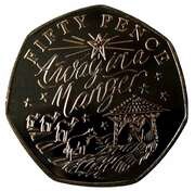 50 Pence - Elizabeth II Away In A Manger, United Kingdom, 2020 reverse image