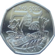 50 Pence - Elizabeth II 75th Anniversary of V.E. Day reverse image