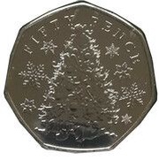 50 Pence - Elizabeth II Christmas Tree, United Kingdom, 2021 reverse image