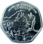 50 Pence - Elizabeth II Around the World in 80 Days - London, United Kingdom, 2022 reverse image
