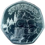 50 Pence - Elizabeth II Around the World in 80 Days - San Fransisco, United Kingdom, 2022 reverse image