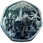 50 Pence - Elizabeth II Around the World in 80 Days - Singapore, United Kingdom, 2022 reverse image