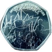 50 Pence - Elizabeth II Around the World in 80 Days - Yokohama, United Kingdom, 2022 reverse image