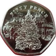 50 Pence - Elizabeth II Traditional Christmas - Christmas Tree, United Kingdom, 2022 reverse image