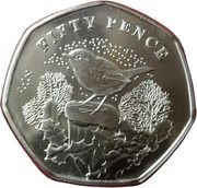 50 Pence - Elizabeth II Traditional Christmas - Robin, United Kingdom, 2022 reverse image