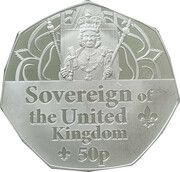 50 pence - Elizabeth II platinum jubilee, United Kingdom, 2022 reverse image