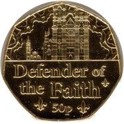 50 Pence - Elizabeth II Defender of the Faith; Gold Plated, United Kingdom, 2022 reverse image