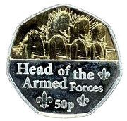 50 Pence - Elizabeth II Head of the Armed Forces; Gold Plated, United Kingdom, 2022 reverse image