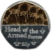 50 Pence - Elizabeth II Head of the Armed Forces; Silver and Gold Plated, United Kingdom, 2022 reverse image