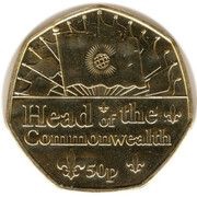 50 Pence - Elizabeth II Head of the Commonwealth; Gold Plated, United Kingdom, 2022 reverse image