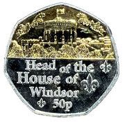 50 Pence - Elizabeth II Head of the House of Windsor; Silver and Gold Plated, United Kingdom, 2022 reverse image