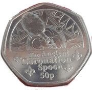 50 Pence - Charles III Coronation Regalia - The Ancient Coronation Spoon, United Kingdom, 2023 reverse image