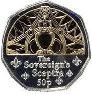 50 Pence - Charles III Coronation Regalia - The Sovereign's Sceptre, United Kingdom, 2023 reverse image