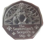 50 Pence - Charles III Coronation Regalia - The Sovereign's Sceptre, United Kingdom, 2023 reverse image