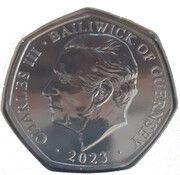 50 Pence - Charles III Coronation Regalia - The Sword of Offering obverse image