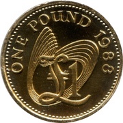 1 Pound - Elizabeth II 3rd portrait, United Kingdom, 1985-1997 reverse image