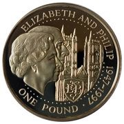 1 Pound - Elizabeth II Golden Wedding - Silver, United Kingdom, 1997 reverse image