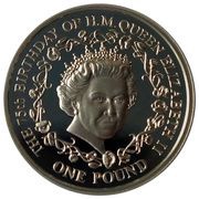 1 Pound - Elizabeth II Queen Elizabeth II - 75th Birthday - Silver, United Kingdom, 2001 reverse image