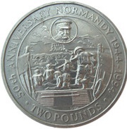 2 Pounds - Elizabeth II Normandy Invasion, United Kingdom, 1994 reverse image