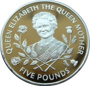 5 Pounds - Elizabeth II Queen Mother - Silver, United Kingdom, 1995 reverse image