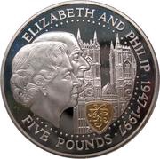 5 Pounds - Elizabeth II Golden Wedding - Silver, United Kingdom, 1997 reverse image
